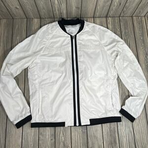 Nike Running Dri Fit White Women Windbreaker Jacket‎ Sz L Vented Athleisure